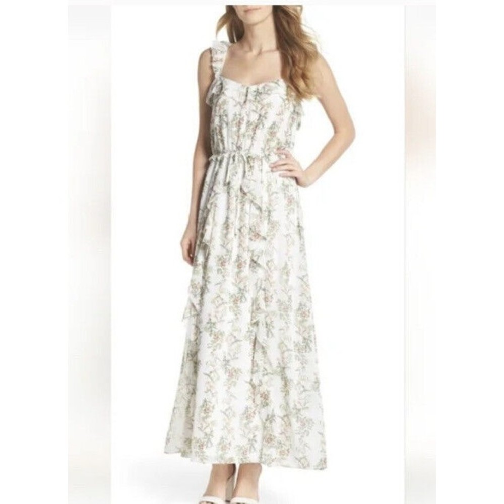 Gal Meets Glam Isabella Floral Ruffle Maxi Crossback Dress Size 10